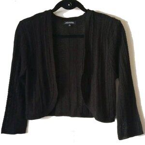 Notations Crop Bolero Cardi M Black Lightweight Cableknit - 50off3